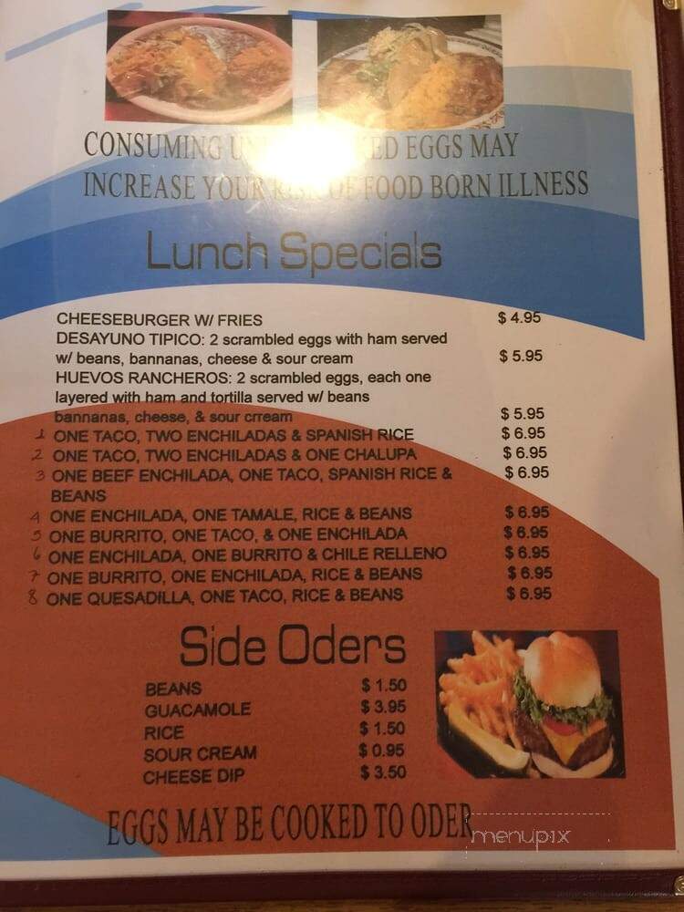 El Paraiso Restaurant - Greensboro, NC menu_pic
