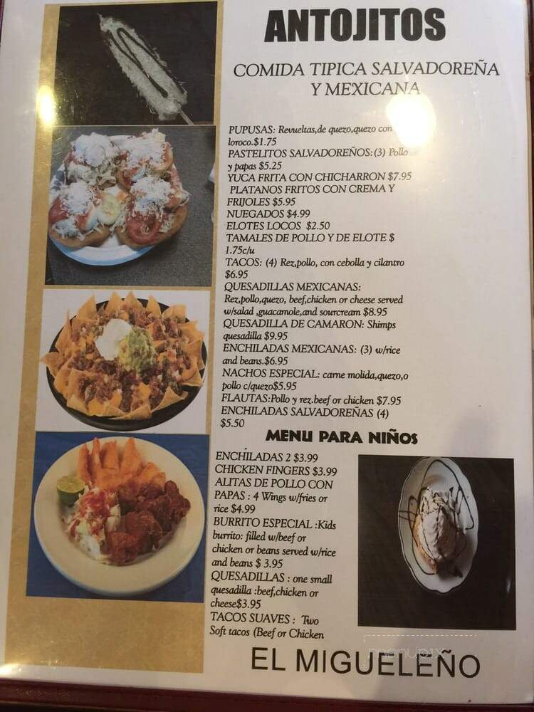 El Paraiso Restaurant - Greensboro, NC menu_pic