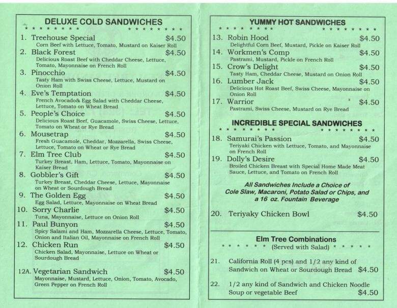 Elm Tree Sandwich Shop - Los Angeles, CA menu_pic