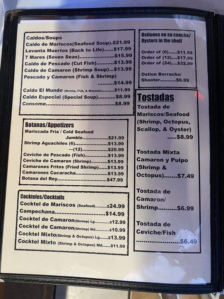 El Mundo De Mariscos - Oceanside, CA menu_pic
