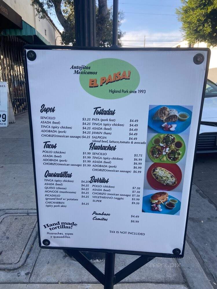 El Paiza Mexican Food - Los Angeles, CA menu_pic