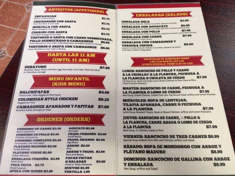 El Paisa Colombian Restaurant - Virginia Beach, VA menu_pic
