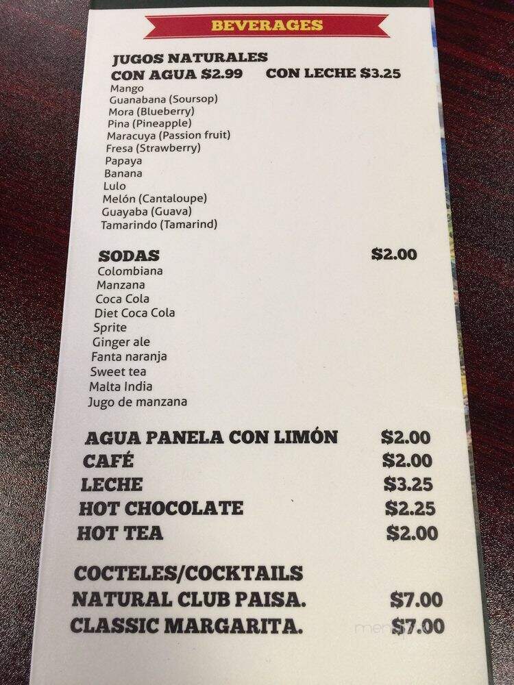 El Paisa Colombian Restaurant - Virginia Beach, VA menu_pic