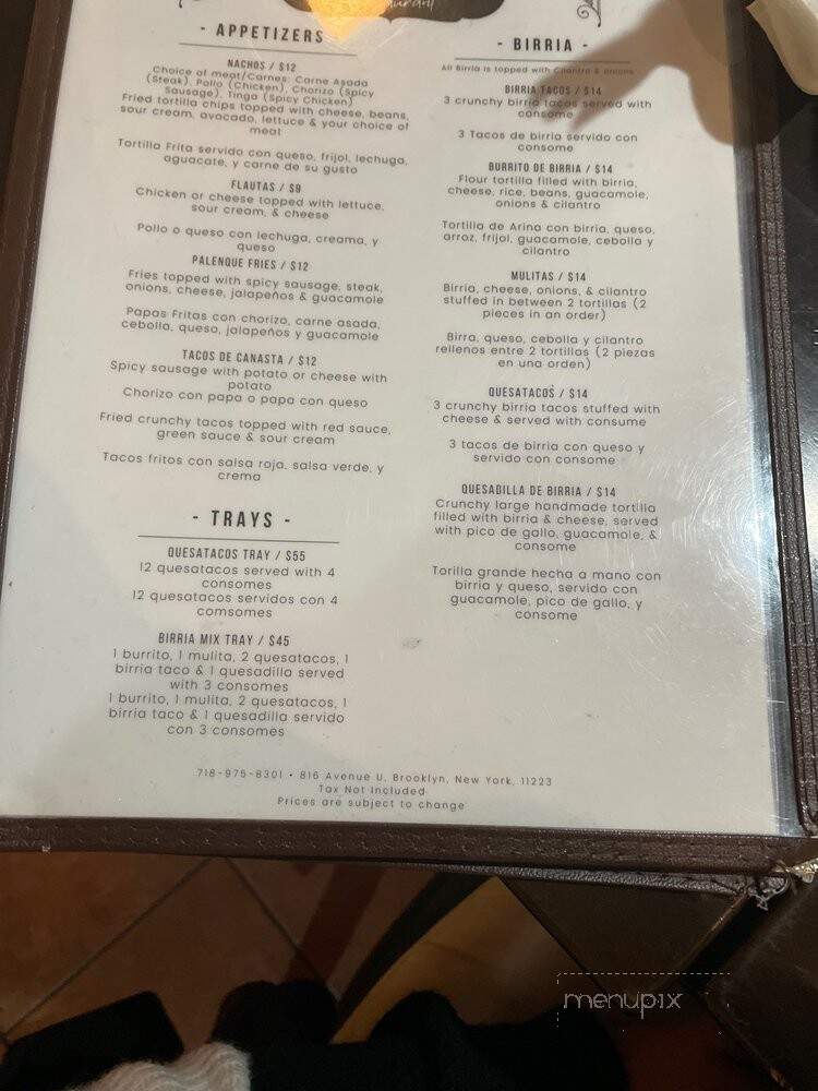 El Palenque Tres Gallos - Brooklyn, NY menu_pic