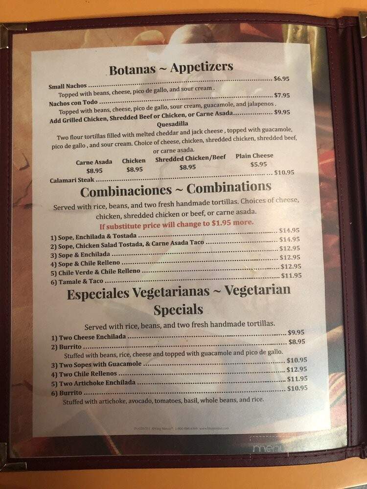 El Palmar Restaurant - Delano, CA menu_pic