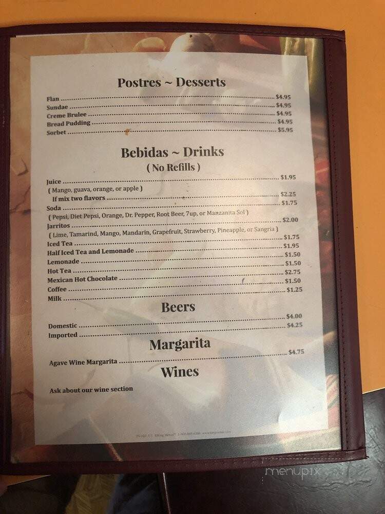El Palmar Restaurant - Delano, CA menu_pic