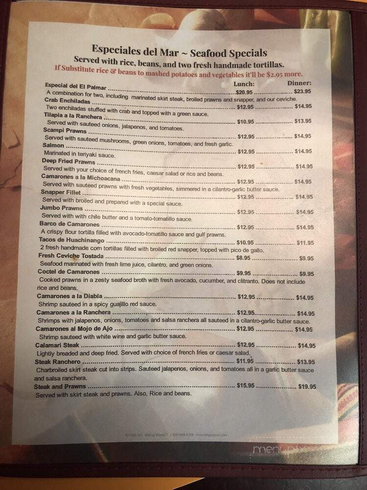 El Palmar Restaurant - Delano, CA menu_pic