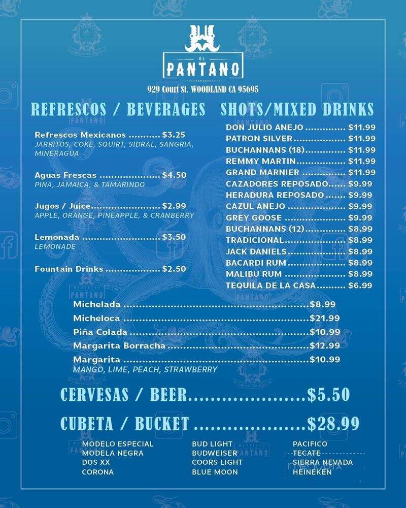 El Pantano Marisqueria - Woodland, CA menu_pic