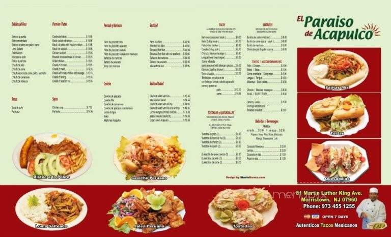 El Paraiso de Alcapulco - Morristown, NJ menu_pic