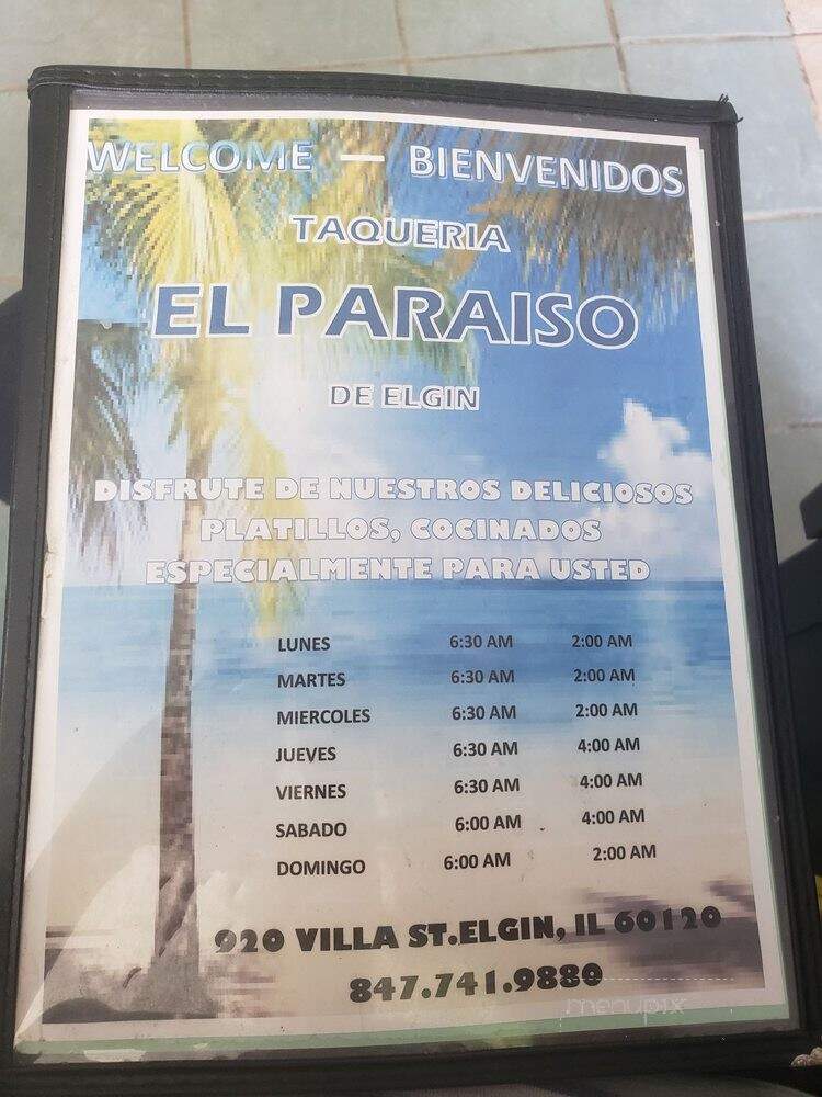 El Paraiso - Elgin, IL menu_pic