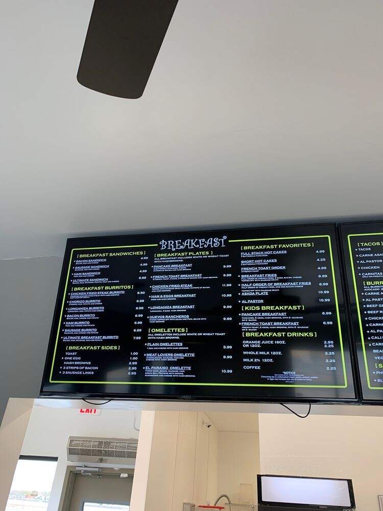 El Paraiso - Kingman, AZ menu_pic