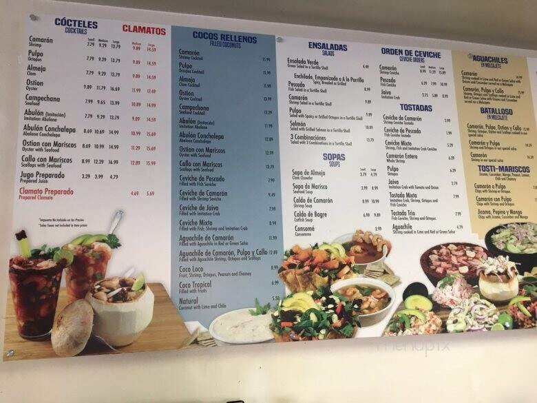 Mariscos El Paraiso - Los Angeles, CA menu_pic