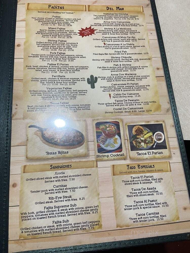 El Parian - Hartwell, GA menu_pic