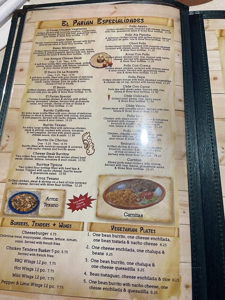 El Parian - Hartwell, GA menu_pic
