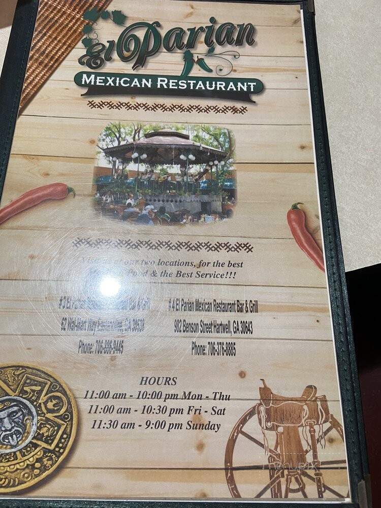 El Parian - Hartwell, GA menu_pic