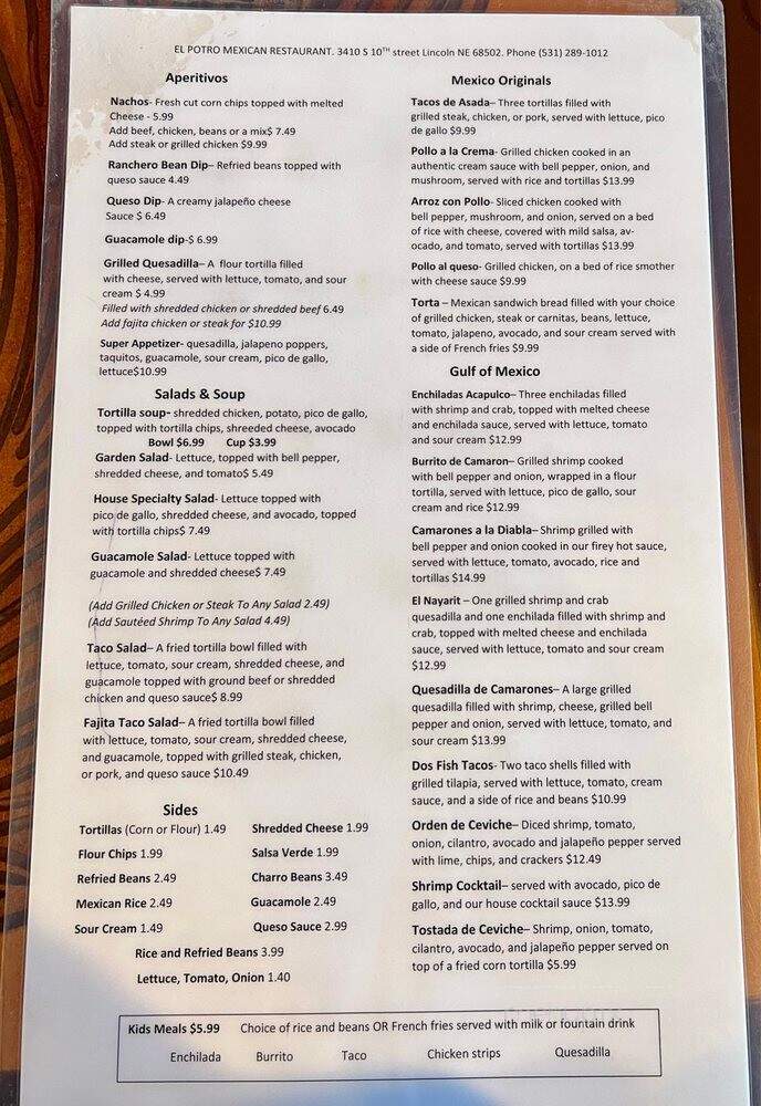 El Potro - Lincoln, NE menu_pic