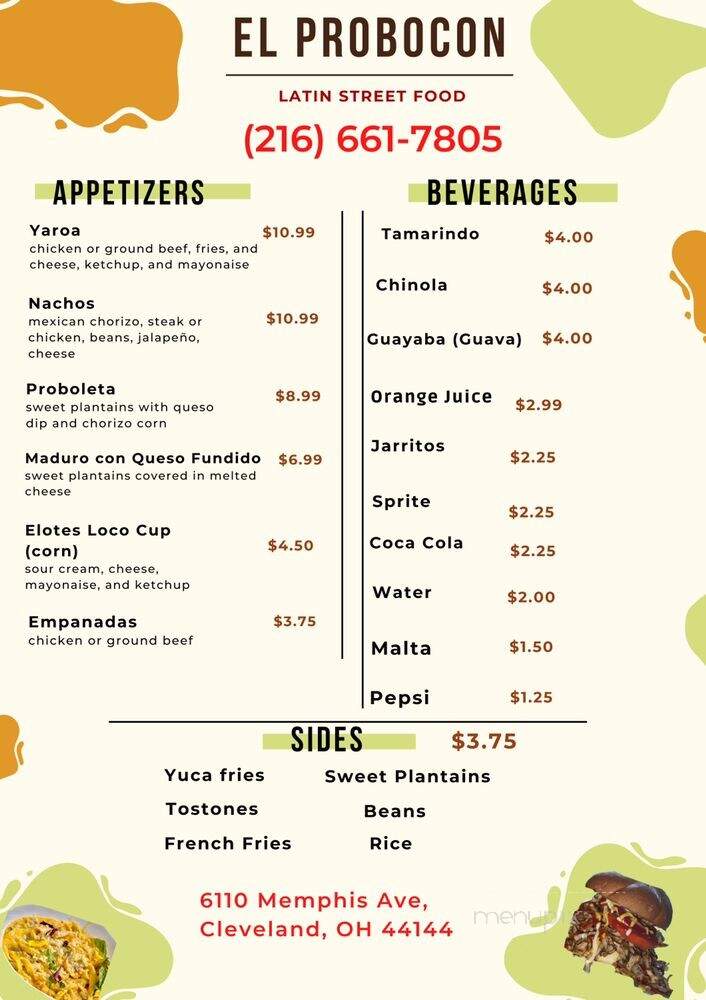 El Probocon - Cleveland, OH menu_pic
