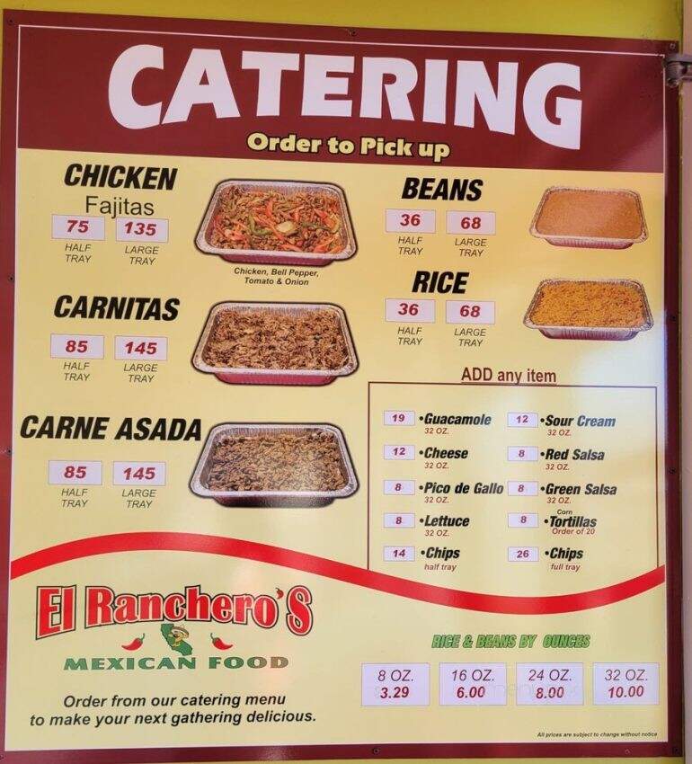 El Rancheros Mexican Food - West Sacramento, CA menu_pic