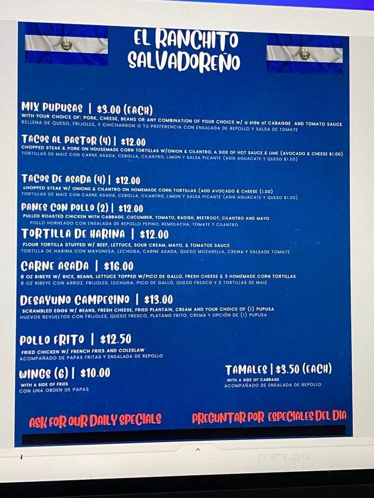 El Ranchito Salvadoreno - Little River, SC menu_pic