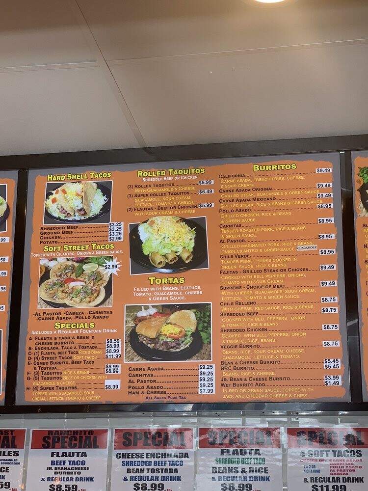 El Ranchito Taco Shop - Murrieta, CA menu_pic