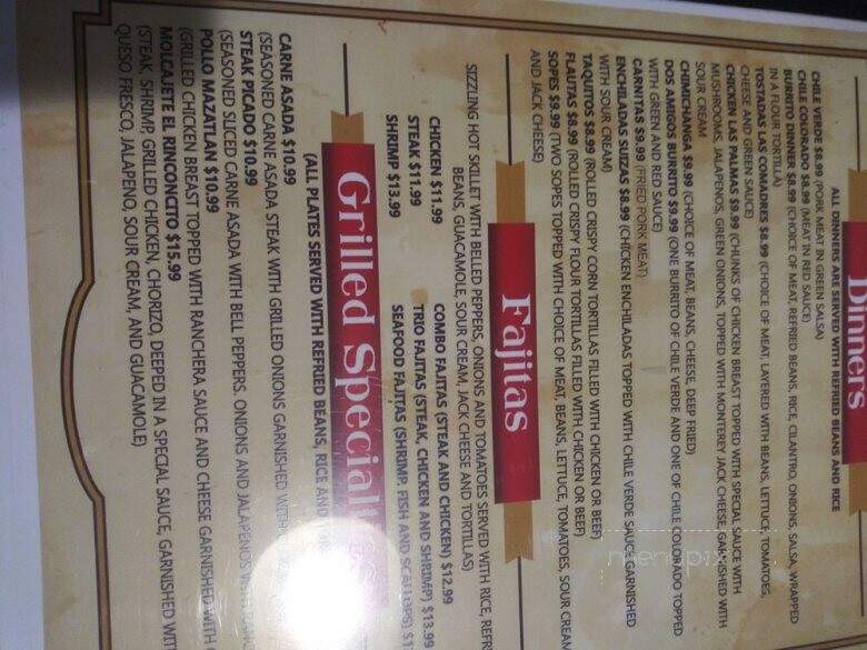 El Rinconcito - Bakersfield, CA menu_pic