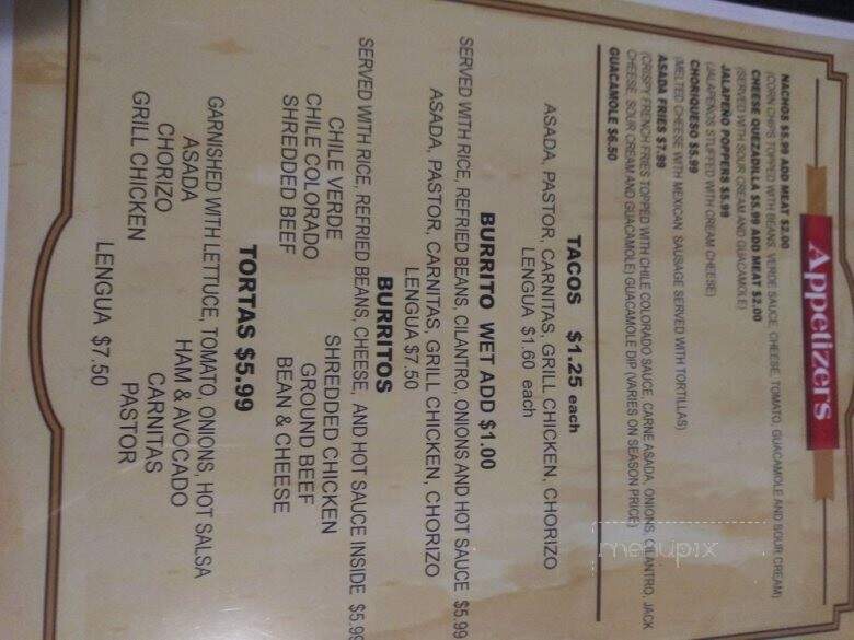 El Rinconcito - Bakersfield, CA menu_pic