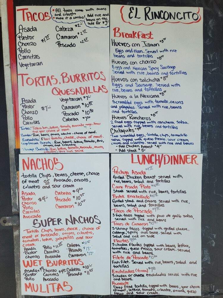 El Rinconcito - Los Angeles, CA menu_pic