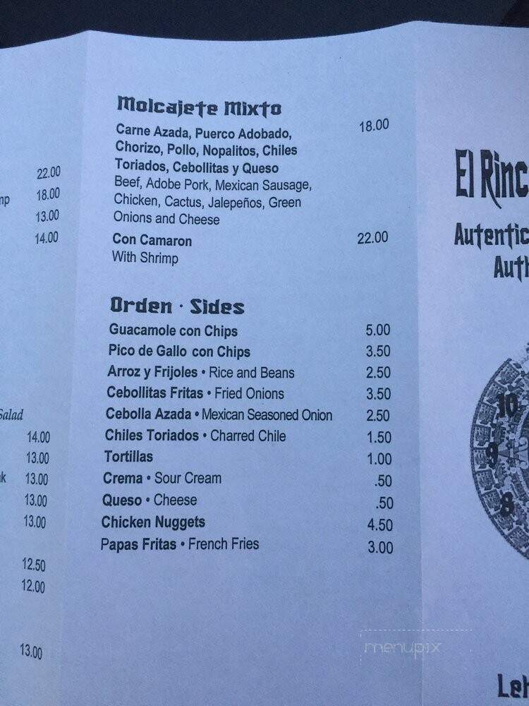 El Riconcito Mexicano - Lehigh Acres, FL menu_pic