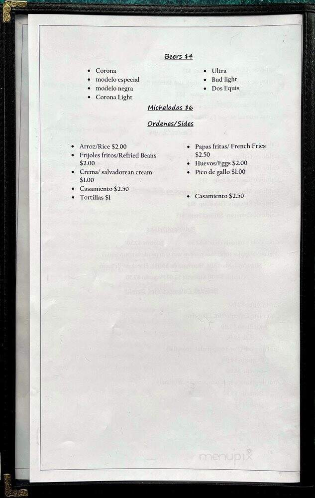 El Rinconcito Salvadorenos de - Kansas City, KS menu_pic