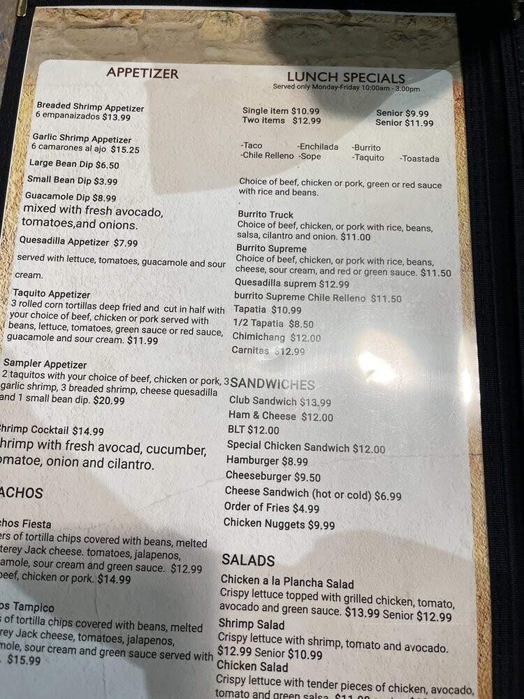 El Rosal 10 - Turlock, CA menu_pic