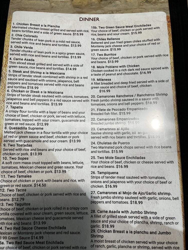 El Rosal 10 - Turlock, CA menu_pic