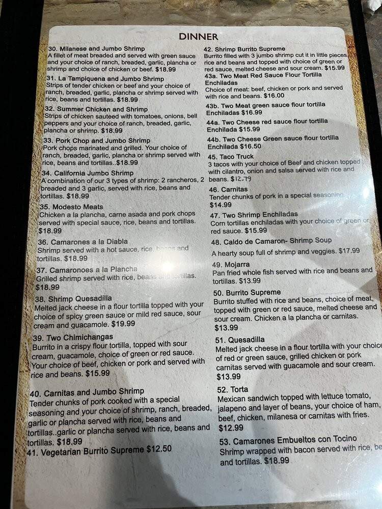 El Rosal 10 - Turlock, CA menu_pic