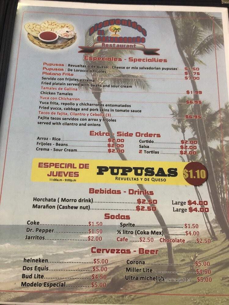 El Salvador Restaurant Y Bar - Dallas, TX menu_pic