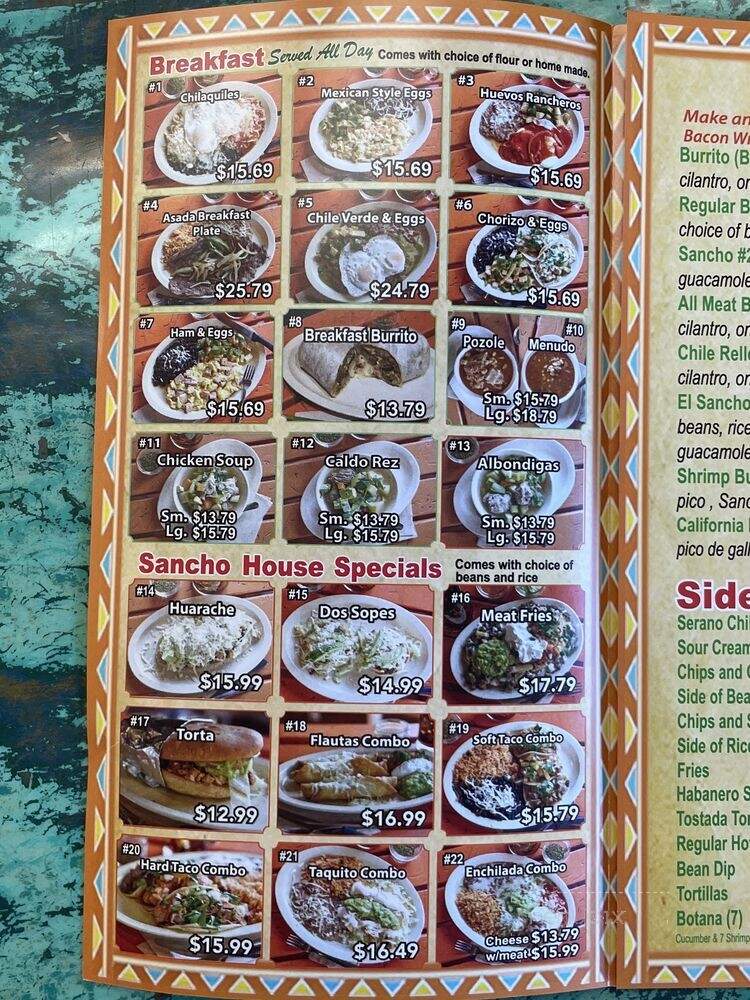 El Sanchito - Thousand Oaks, CA menu_pic
