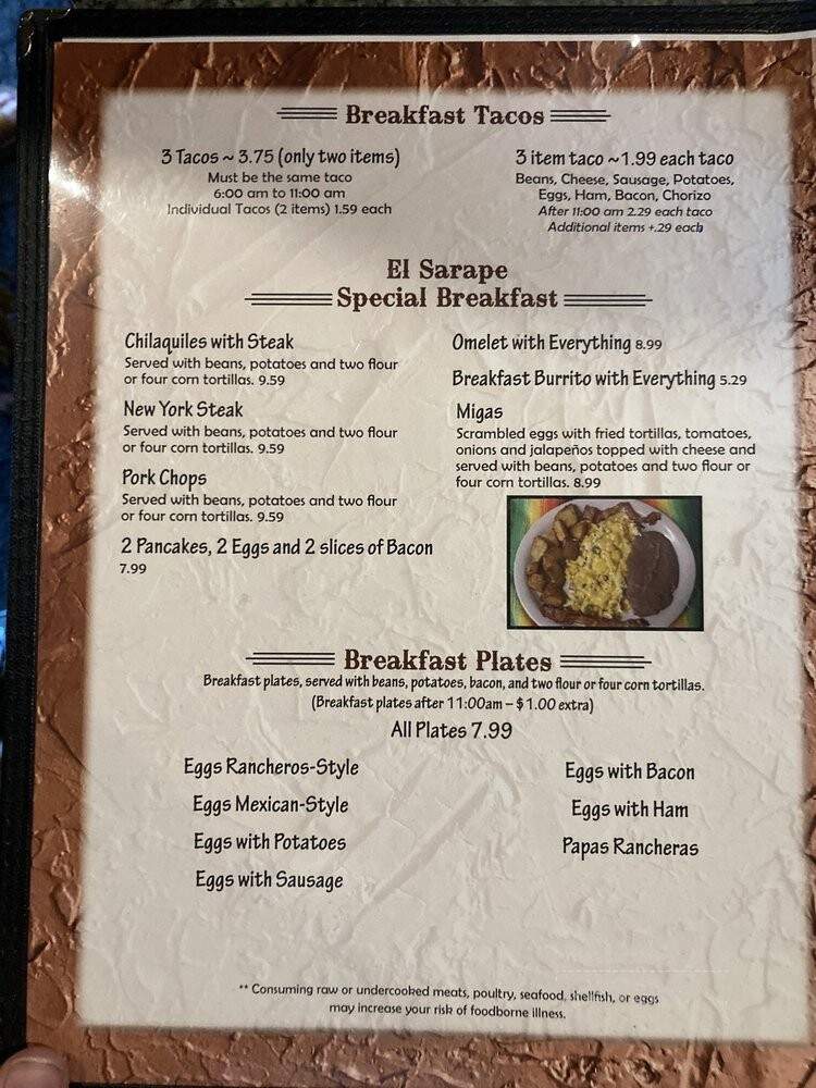 Guadalajara's Mexican Restaurant - Cameron, TX menu_pic