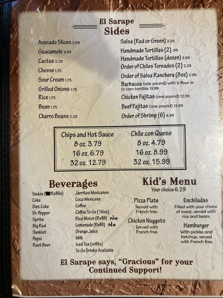 Guadalajara's Mexican Restaurant - Cameron, TX menu_pic
