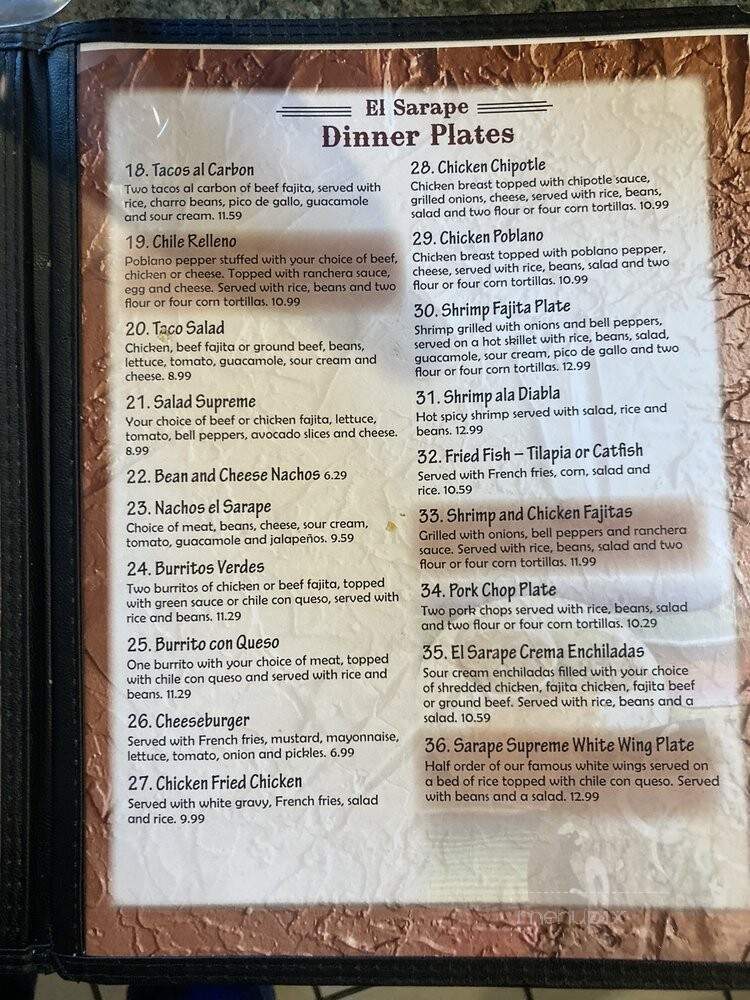 Guadalajara's Mexican Restaurant - Cameron, TX menu_pic