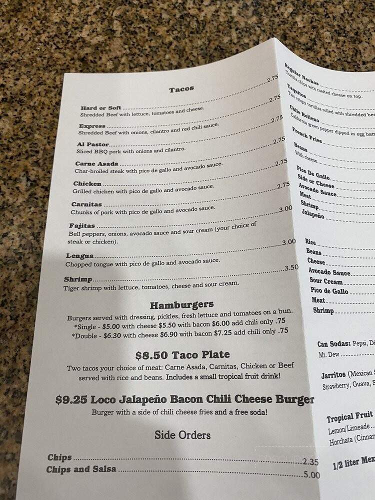 El Taco Loco Shop - Lake Oswego, OR menu_pic
