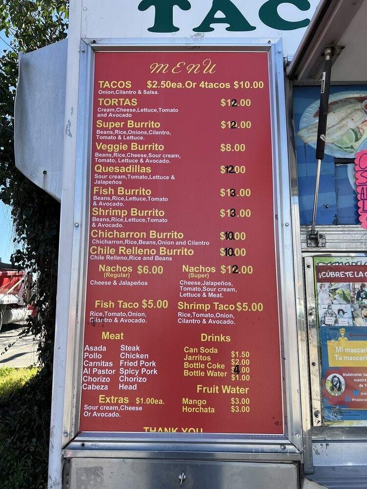 El Taco Oaxaco - Oakland, CA menu_pic