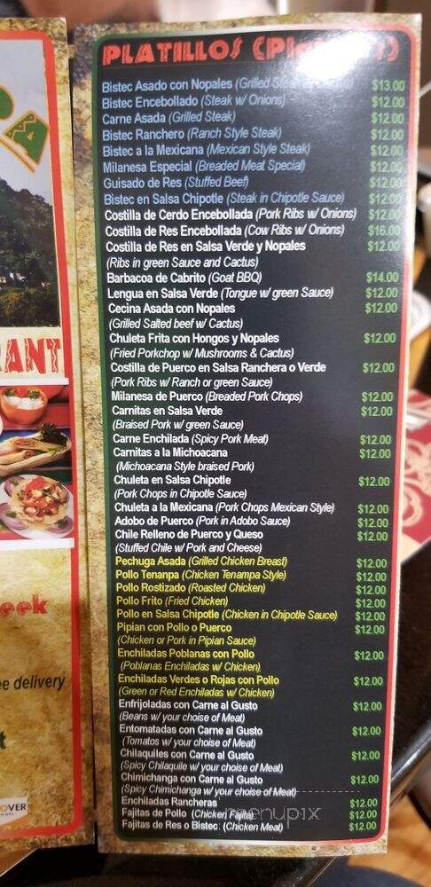 El Tenampa Restaurant - Bridgeport, CT menu_pic