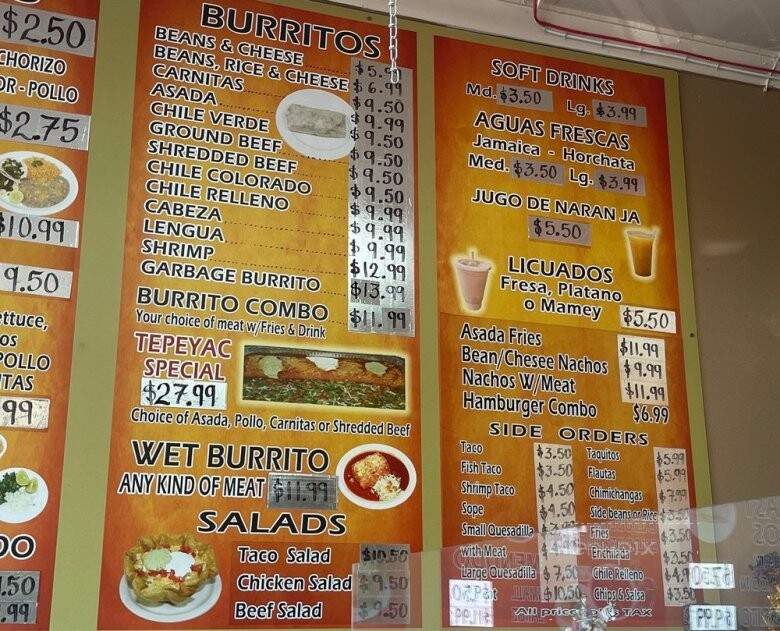 El Tepeyac Restaurant - San Bernardino, CA menu_pic