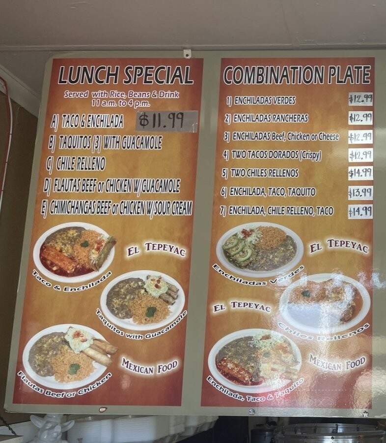 El Tepeyac Restaurant - San Bernardino, CA menu_pic