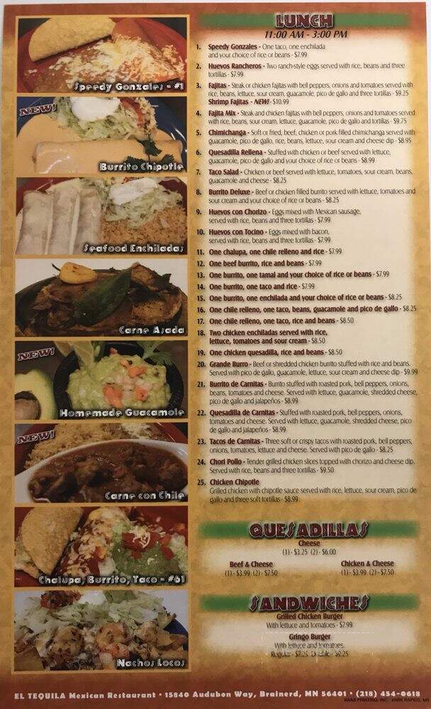 El Tequilla - Brainerd, MN menu_pic