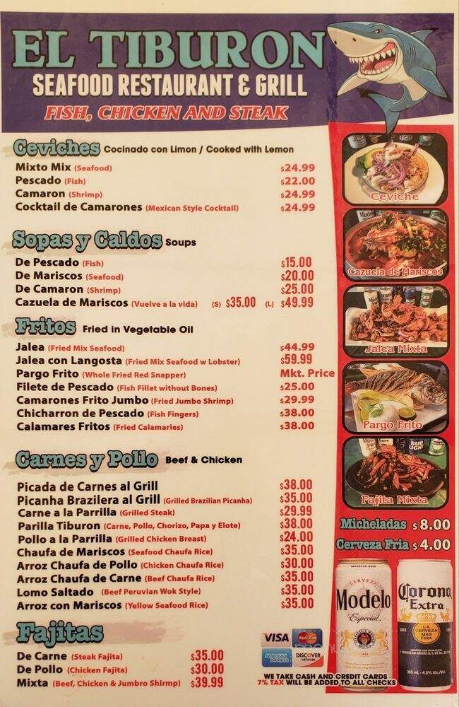 El Tiburon - Fort Lauderdale, FL menu_pic