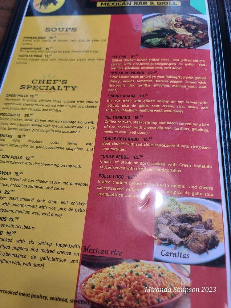 El Toreado Mexican Bar & Grill - West Des Moines, IA menu_pic