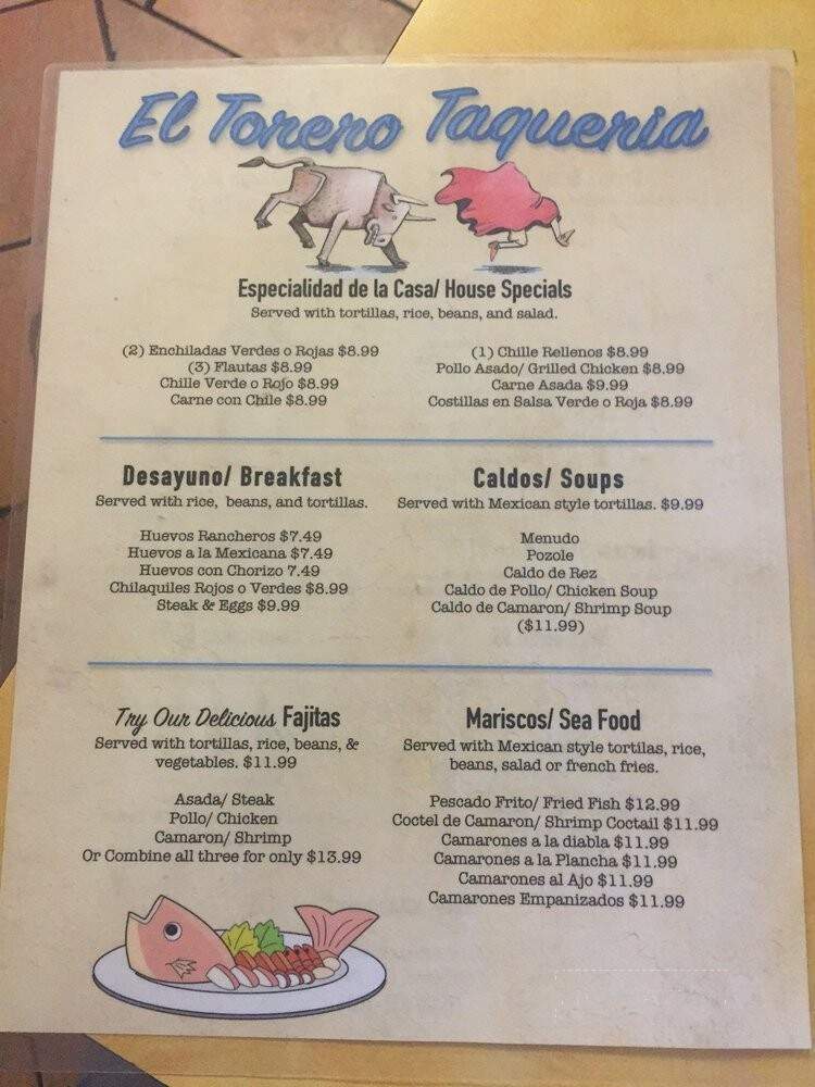 El Torero Taqueria - Oakland, CA menu_pic