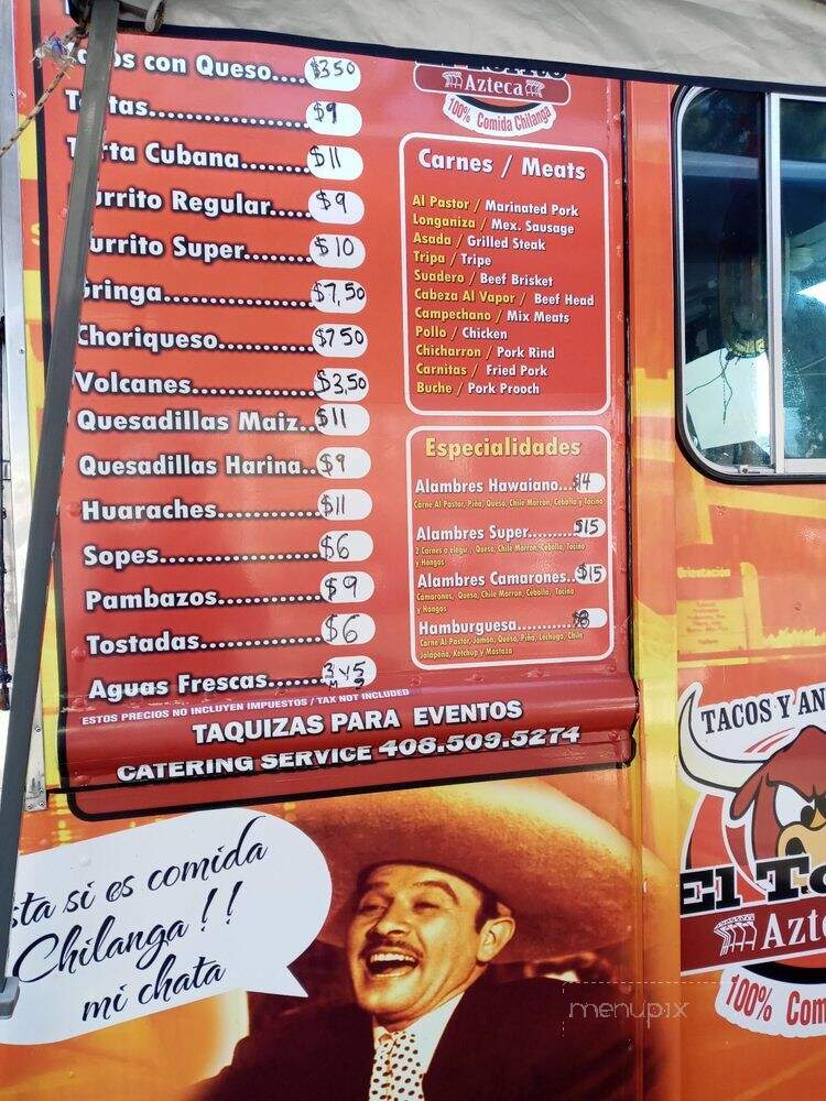 El Torito Azteca - San Jose, CA menu_pic