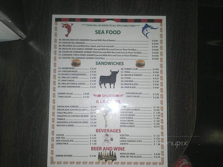 El Torito Cafe - Los Angeles, CA menu_pic