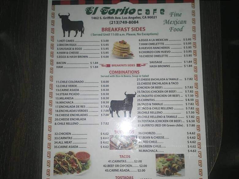 El Torito Cafe - Los Angeles, CA menu_pic