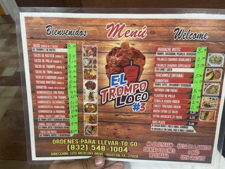 El Trompo Loco - Jacinto City, TX menu_pic
